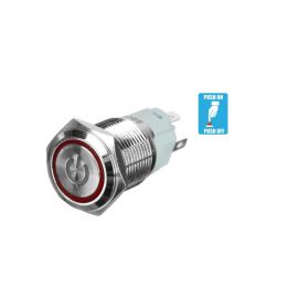 Διακόπτης Led Push On, 12V, 4A, Κόκκινο