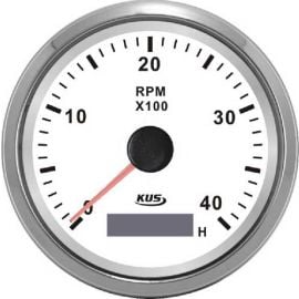 Στροφόμετρο 4000 Rpm & Ωρόμετρο KUS - Λευκό / Inox