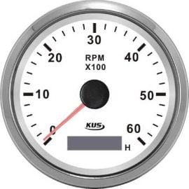 Στροφόμετρο 6000 Rpm & Ωρόμετρο KUS - Λευκό / Inox