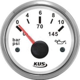 Όργανο Πίεσης Λαδιού 10 Bar KUS - Λευκό / Inox