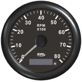 Στροφόμετρο 8000 Rpm & Ωρόμετρο KUS - Μαύρο / Inox