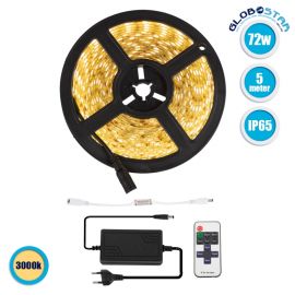 Σετ Ταινία LED 5m Αδιάβροχη IP65 με Ασύρματο Χειριστήριο RF 2.4Ghz - Θερμό Λευκό