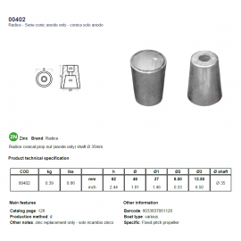 Ανόδιο Tecnoseal Radice 00402 για Άξονα Ø 35 mm, 0.390Kg