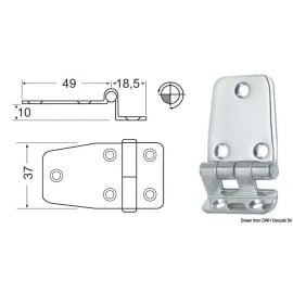 Μεντεσές Inox L - 49 x 18.5 x 37 mm