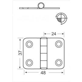 Μεντεσές Inox - 24 x 24 x 37 mm