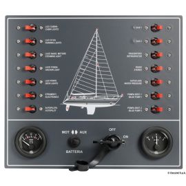 Πίνακας Σκάφους 14 Διακόπτες με βολτόμετρο-αμπερόμετρο 