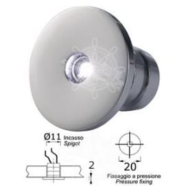 Πλαφονιέρα Χωνευτή Χρωμέ Led Μπλε 12-24V - Φ20Mm