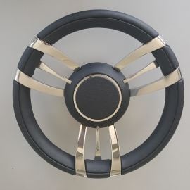 Τιμόνι Gussi 701 Inox Spoke Μαύρο - Δέρμα