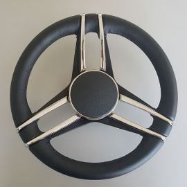 Τιμόνι Gussi Pergola Μαύρο - Δέρμα