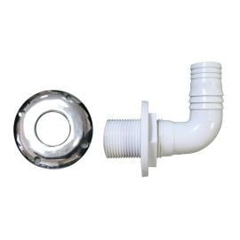 Υδρορροή Πλαστική με Επιχρωμιωμένη Φλάντζα 90º , Ø 25 mm - 10.5 cm - Λευκό